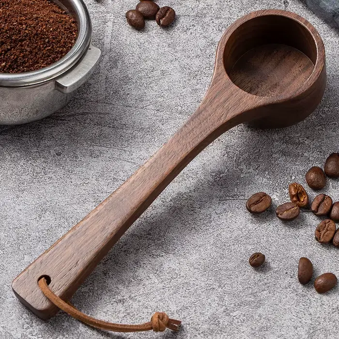 Cuillère à café en bois de noyer noir, cuillère à mesurer à long manche, cuillère à mesurer pour pou