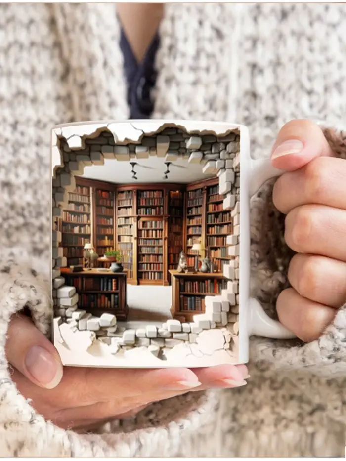 Tasses à sublimation d'étagère 3D pour les amateurs de livres