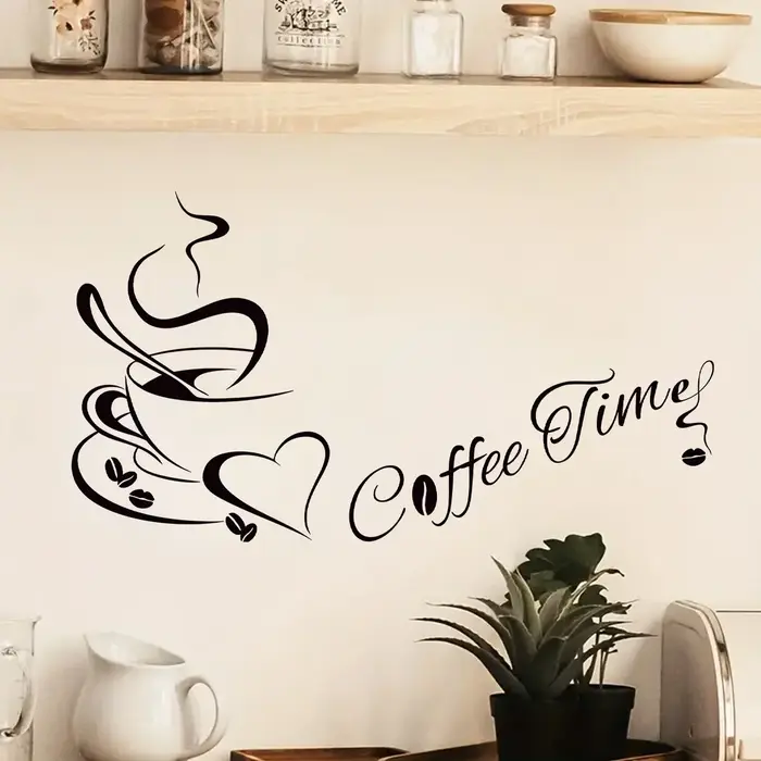 Autocollants muraux artistiques en forme de cœur de café