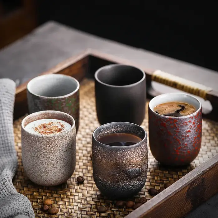 Mini tasses à thé rétro 100 ml tasses à café en céramique grossière