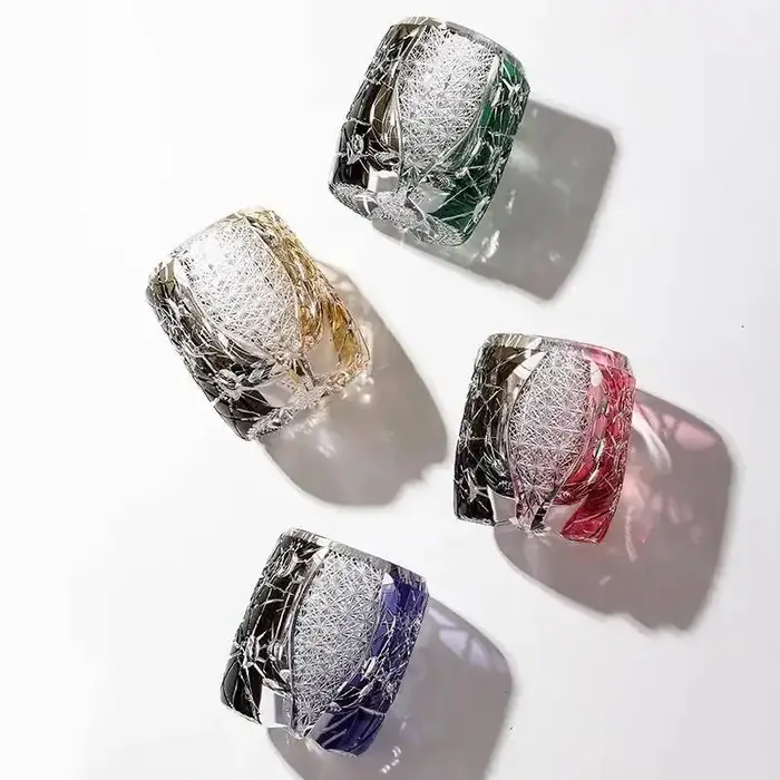 Japon Kagami planète Edo Kiriko verre à vin Starlight verres à whisky bloc de couleur sculpture à la main Art artisanat