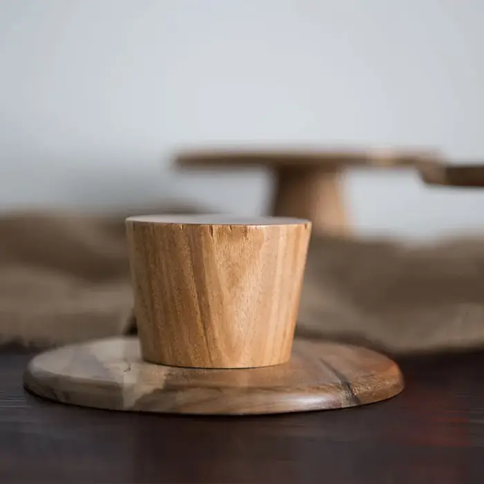 KEMORELA assiette à gâteau en bois à support haut plateaux de service alimentaire créatifs plateau de collation de