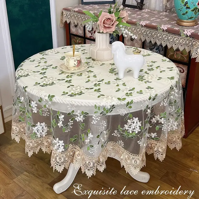 Nouvelle nappe en dentelle nappe ronde pastorale nappe de Table à manger maison broderie couverture