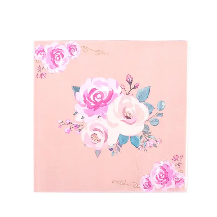 Fournitures de fête florales Vintage vaisselle fleur assiette en papier tasse serviette douche nuptiale mariage anniversaire décoration jardin Tea Party