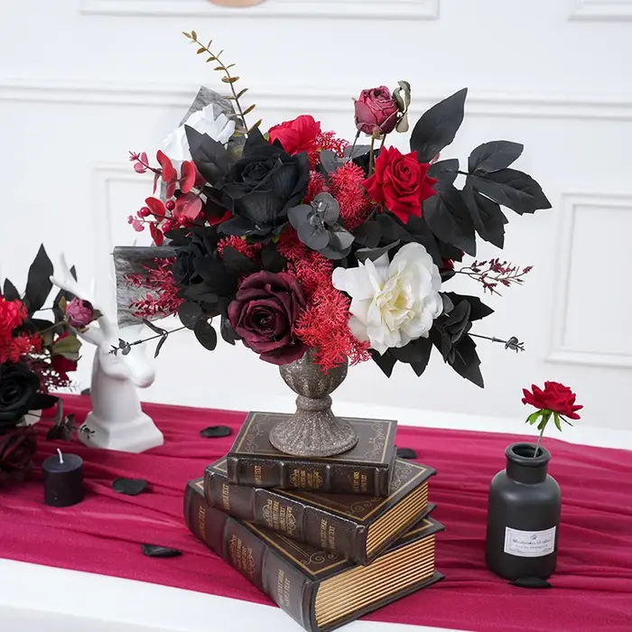 Vase à fleurs série bordeaux noir