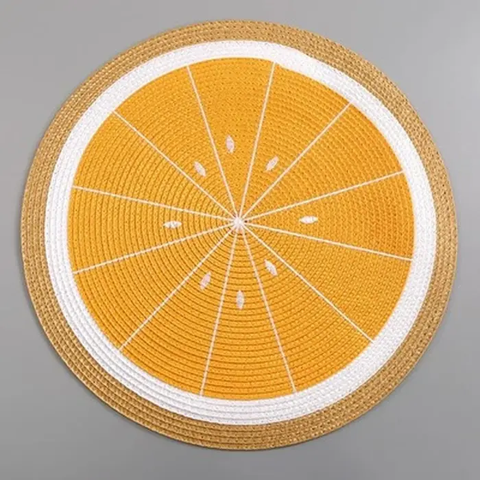 Sous-verres pour boissons pastèque et citron, napperon rond tissé en PP, fruits de dessin animé, ass