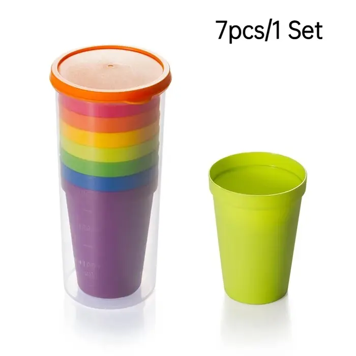 Lot de 14 gobelets en plastique arc-en-ciel réutilisables – Tasses à eau portables, amusantes et ten