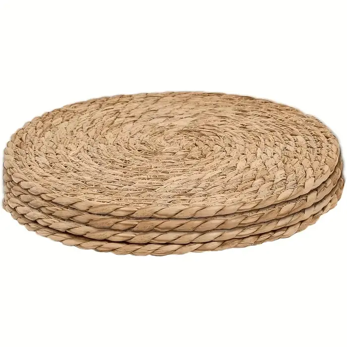 4 pièces de sets de table ronds en rotin, durables et faciles à nettoyer pour la salle à manger à do