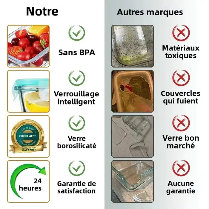 Boîte à lunch en verre sans BPA