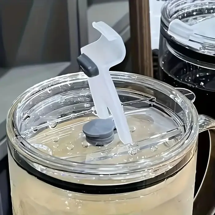 Grand verre avec couvercle et paille de 1l
