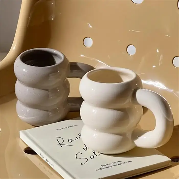 Mignon épaissir tasses d'eau en céramique café tasse à lait avec poignée 420Ml grande