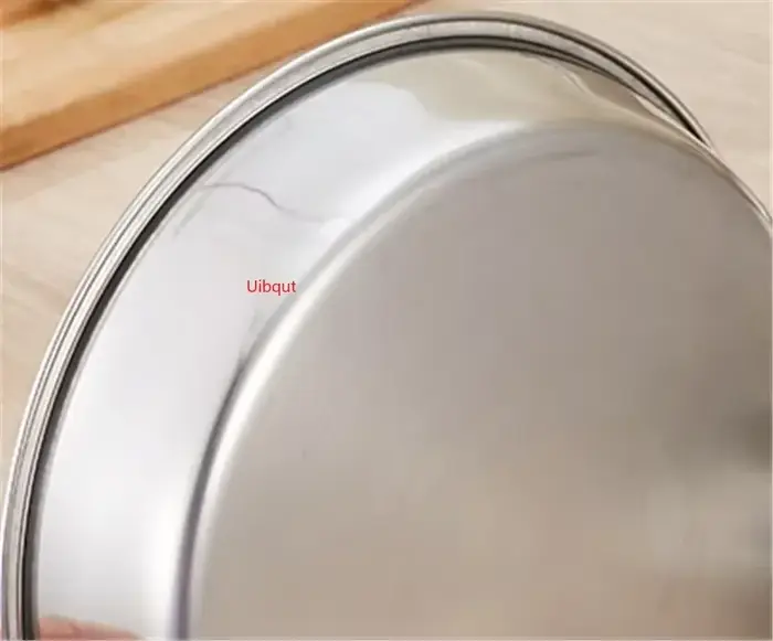 Grand plateau plat rond épais en acier inoxydable