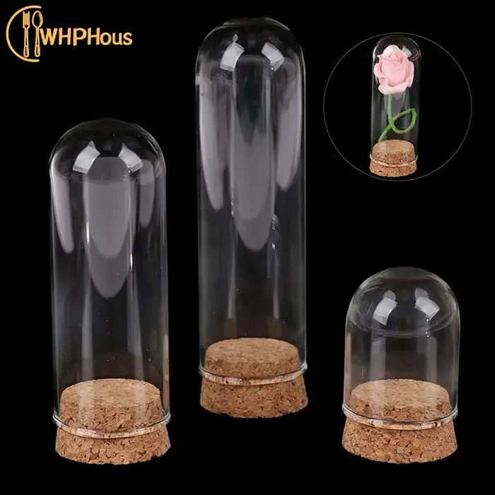 Cloche en verre avec base en bois