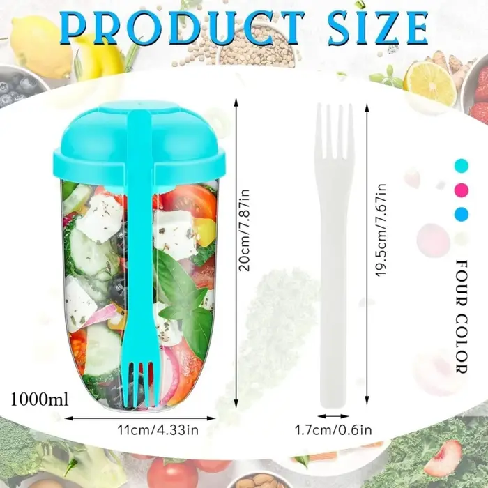 Tasse à salade anti-fuite avec couvercle