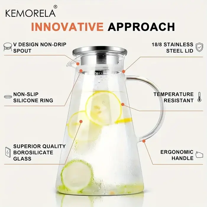 Pichet à eau Transparent en verre résistant à la chaleur