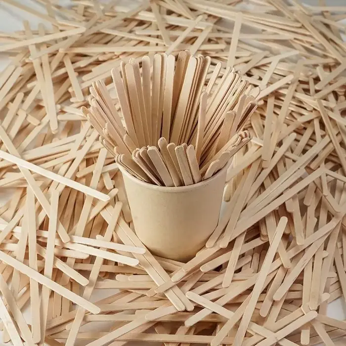 100 pièces café remuer bâtons jetables en bois naturel agitateurs