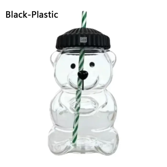Tasse en verre ours 2025 mignonne transparente avec couvercle