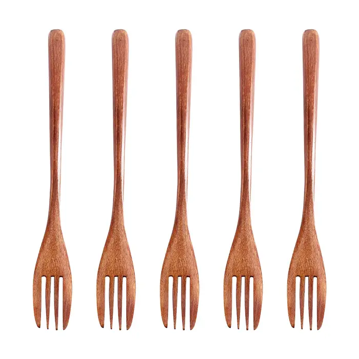 Salade de cuisine cuisson bois écologique naturel couverts fourchettes en bois vaisselle vaisselle