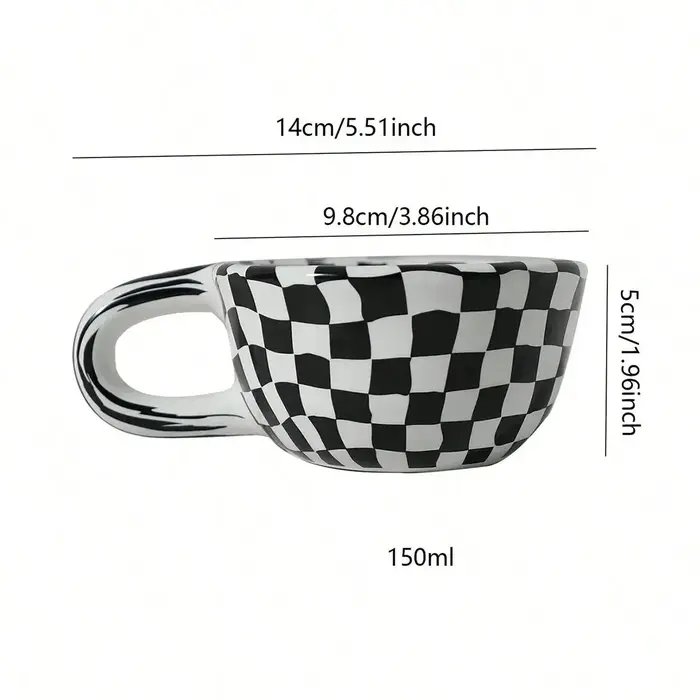 Tasse à thé créative en céramique à motif à carreaux