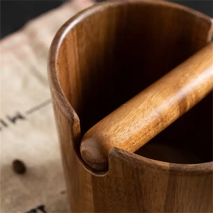 Boîte à marc de café en bois d'acacia