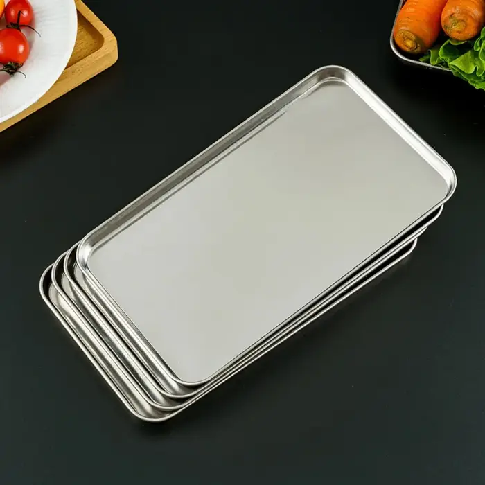 Plateau de service rectangulaire en acier inoxydable pour nouilles de riz
