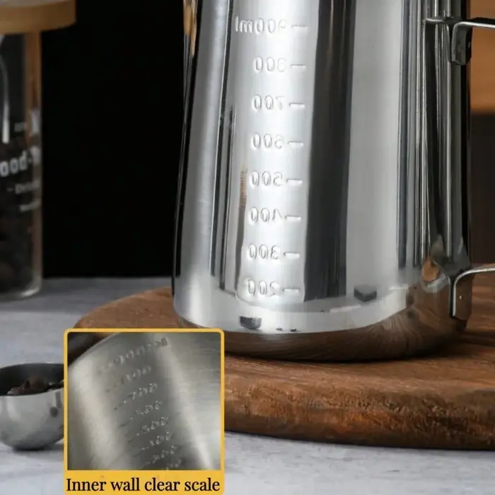 Tasse graduée en acier inoxydable pour café