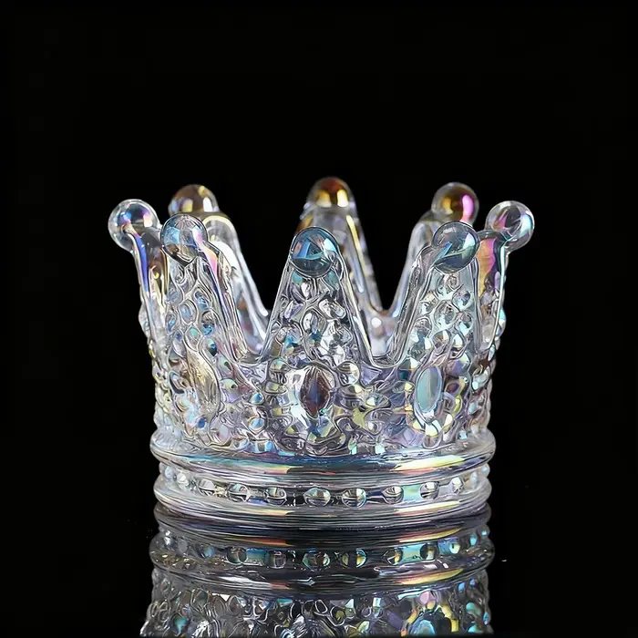 Bougeoir en verre et cristal couronne