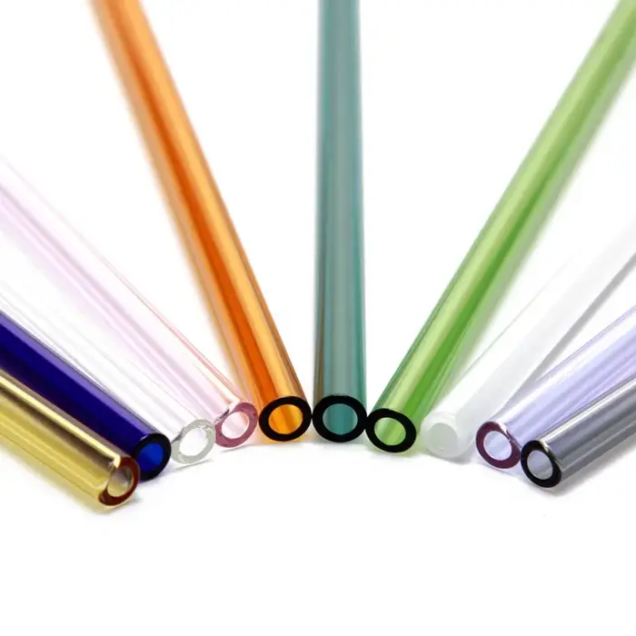 Pailles droites en verre fin coloré