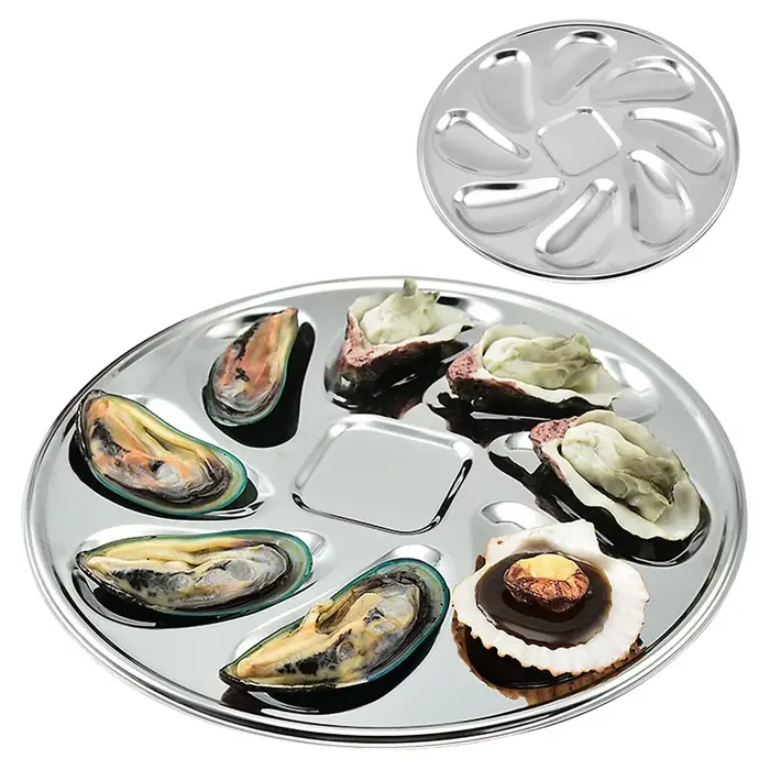 Assiette à huîtres en acier inoxydable AA81-4PCS