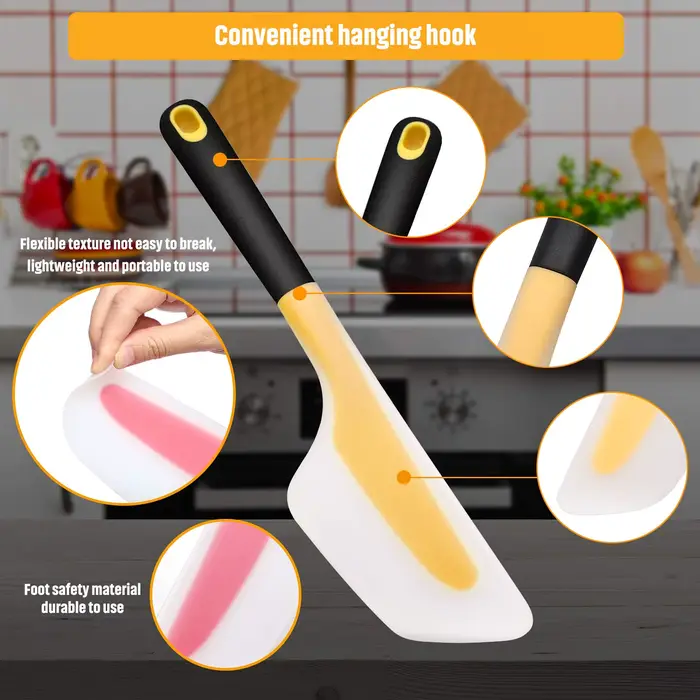 Spatule à Omelette antiadhésive de 33cm, tourneur de crème à gâteau, grattoir à beurre, mélange de f