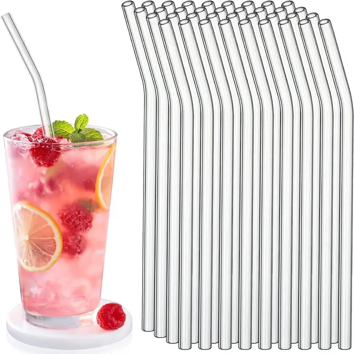 Pailles à boire en verre avec brosse de nettoyage