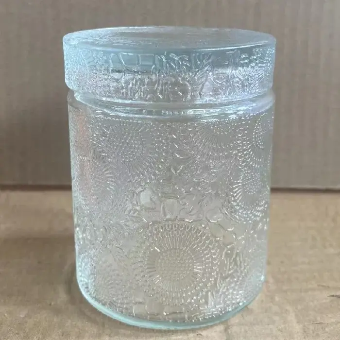 Pot de rangement en verre avec couvercle