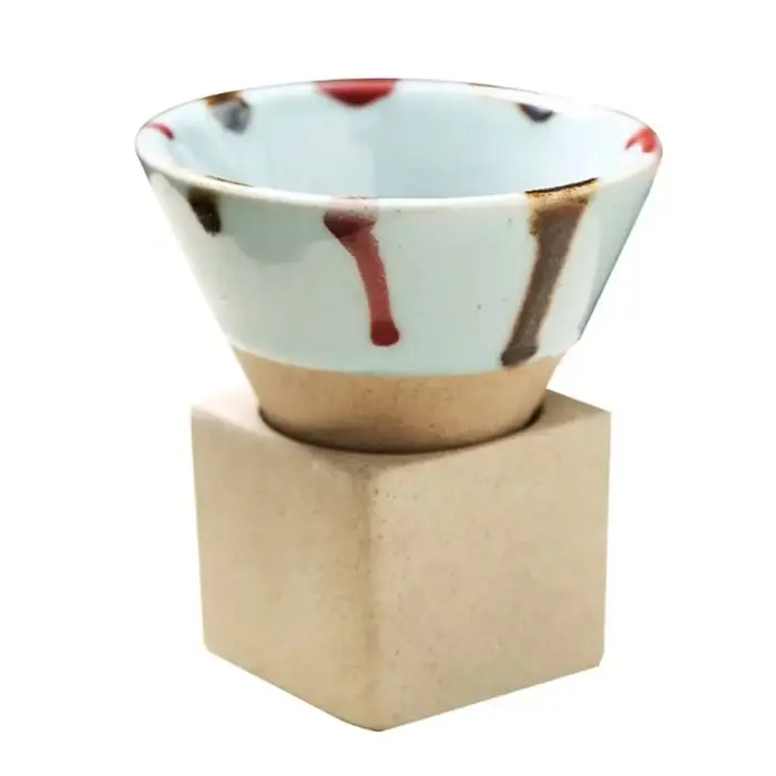 Tasses à café en céramique vintage en grès brut, 100 ml, forme de cône triangulaire, tasse à thé de 