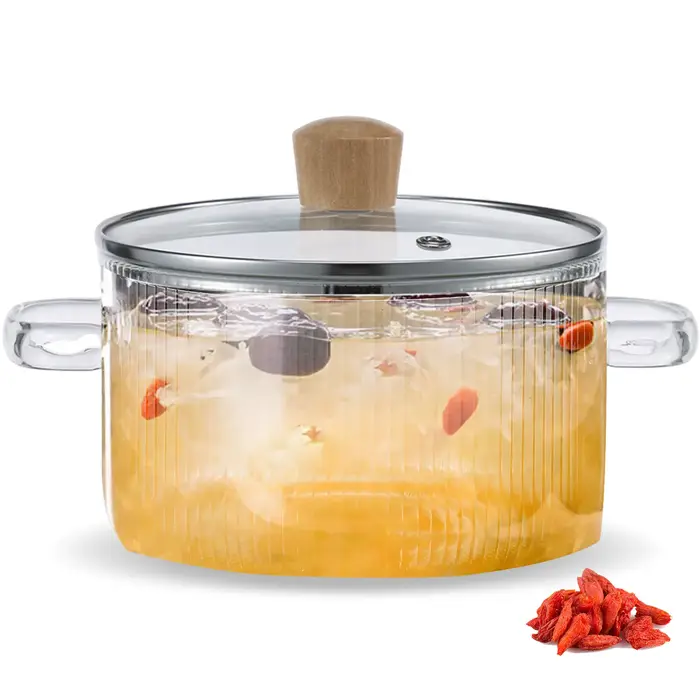 Casserole en verre transparente avec couvercle