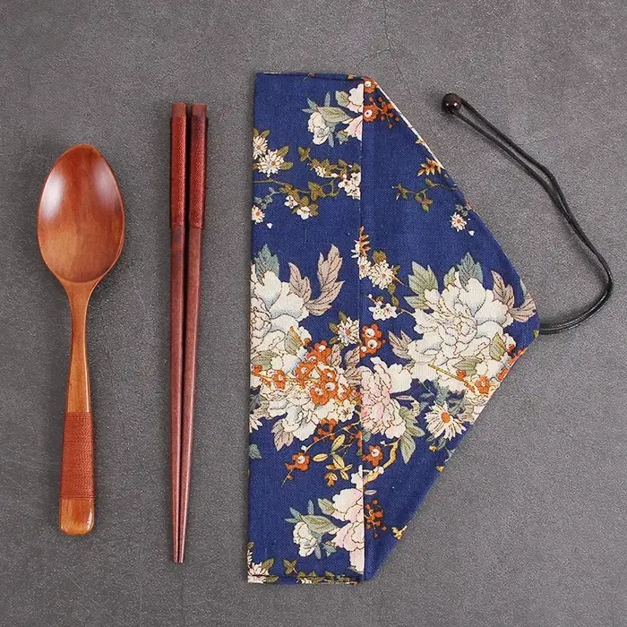 Ensembles de couverts en bois avec cuillère fourchette, respectueux de l'environnement, portables de