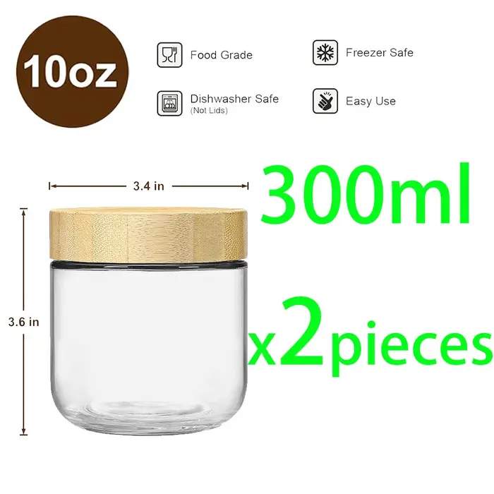 Bocaux en verre de 16 oz avec couvercles hermétiques en bambou