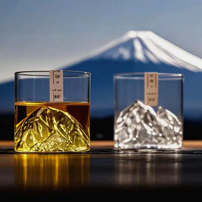 Tasse à thé de montagne de glacier en verre japonais Mt. Fuji