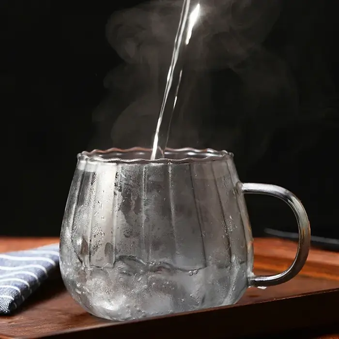 JUSTINLAU 400ml tasses à café en verre à haute teneur en Borosilicate tasse à rayures créative petit déjeuner