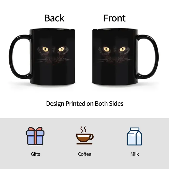 1 pièce, tasse à café chat noir 11 oz - Design ludique - Cadeau d'échauffement pour les amoureux des chats