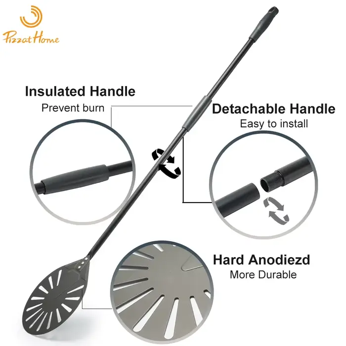 12 "duro anodisé perforé Pizza Peel Rectangle Pizza tournant pelle ensemble aluminium Pizza Peel Pad