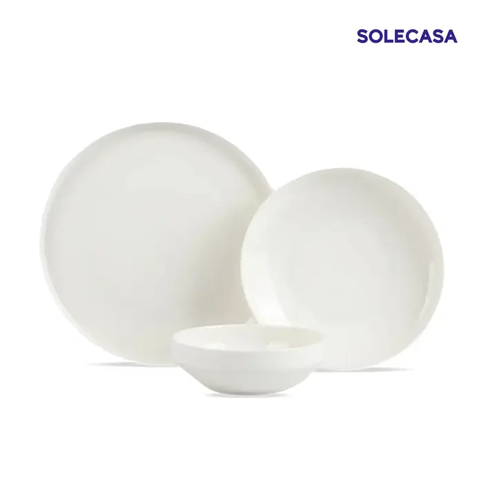 SOLECASA 3/12 pièces ensembles de vaisselle en porcelaine bols et assiettes blancs plat résistant aux rayures bol en céramique assiette à dîner Spaghetti