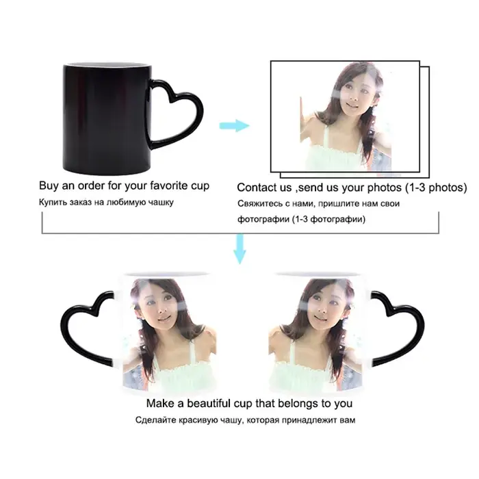 Tasse magique en céramique personnalisée Pour dans l'eau chaude images affichent tasses imprimer Photo