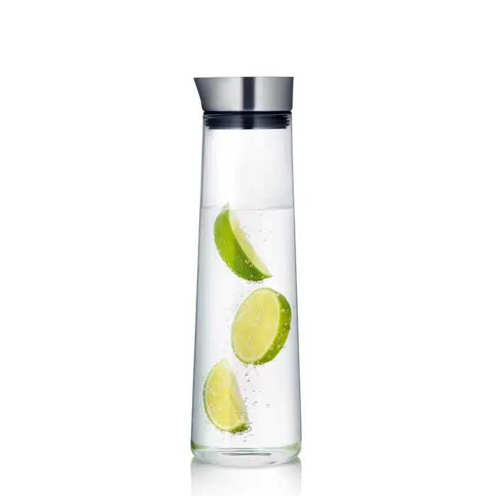 Bouteille d'eau en verre épaissi avec couvercle en acier inoxydable