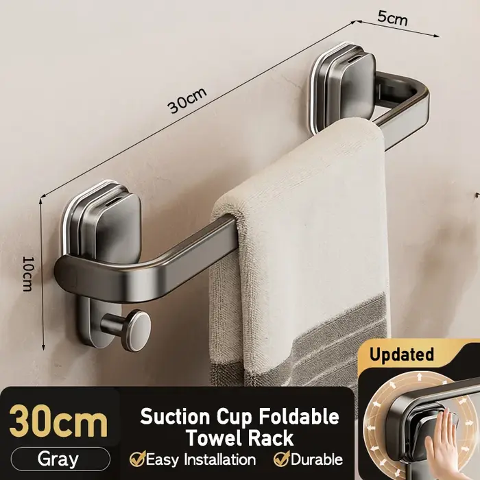 Porte-serviettes mural pliable à ventouse, sans perçage, pour salle de bain, cuisine, appartement, d