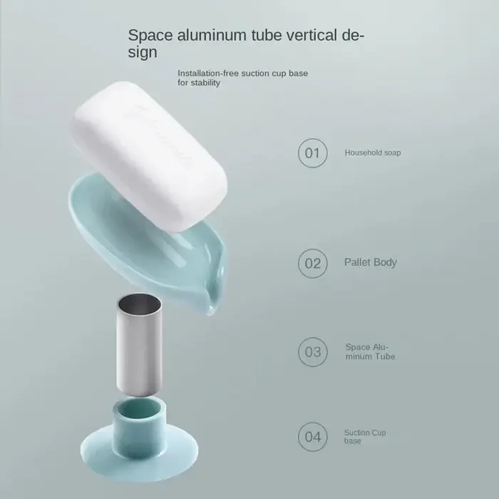 Support de savon drainant en forme de feuille