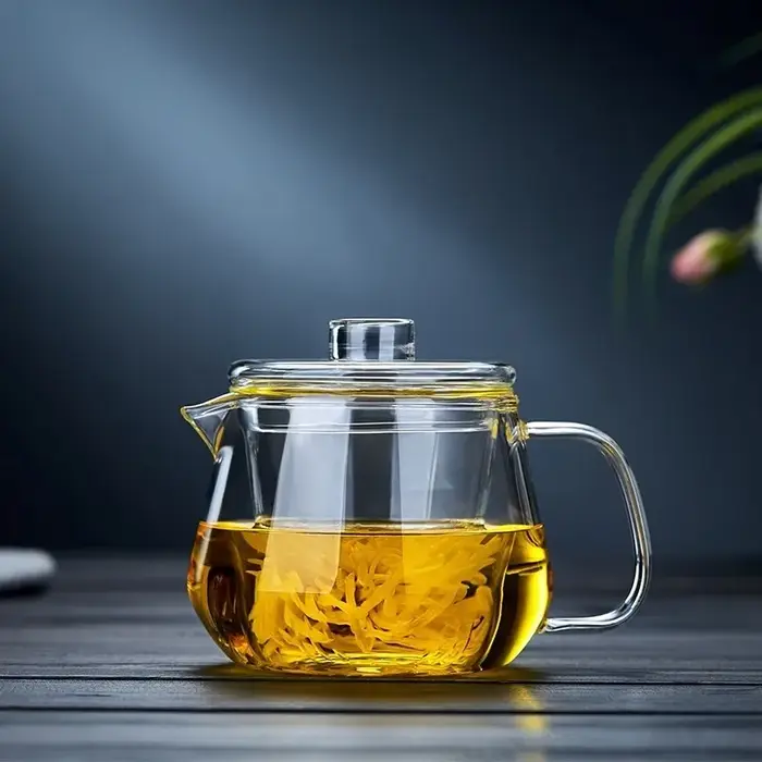 Théière en verre avec infuseur, bouilloire à thé en verre Borosilicate avec couvercle, lave-vaissell