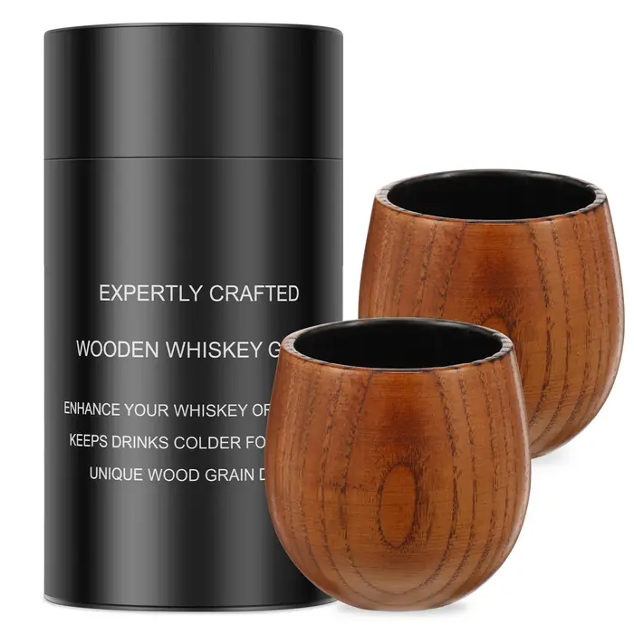 Lot de 2 verres à vin en bois de 240 ml