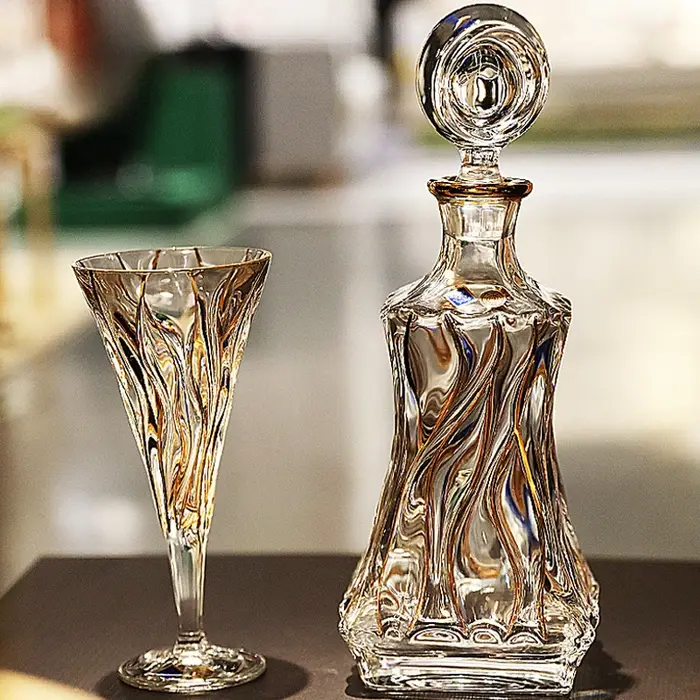 Verre à whisky en cristal doré tressé, grand verre à vin rouge, service à vin