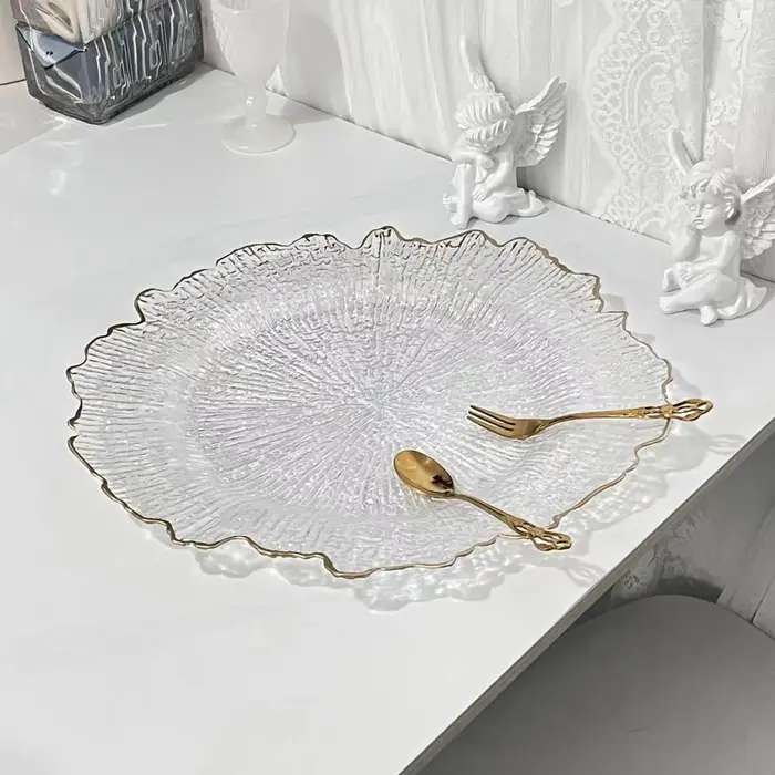 100 pièces de sous-assiettes transparentes décoratives de 33 cm pour la table