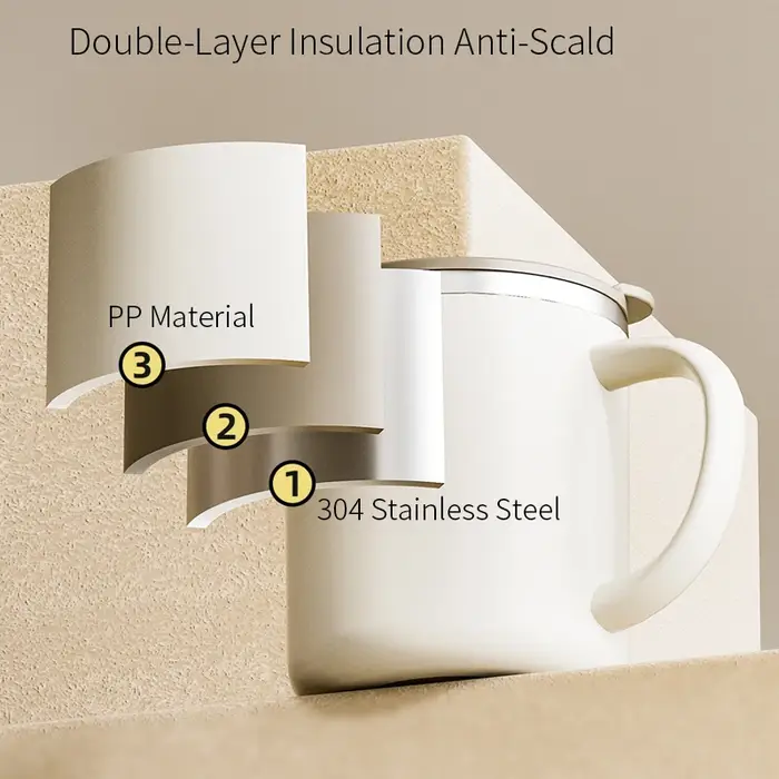 Mug à café isotherme double paroi 400 ml avec couvercle